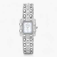 Stylish watch with rectangular dial and crystals - Camille