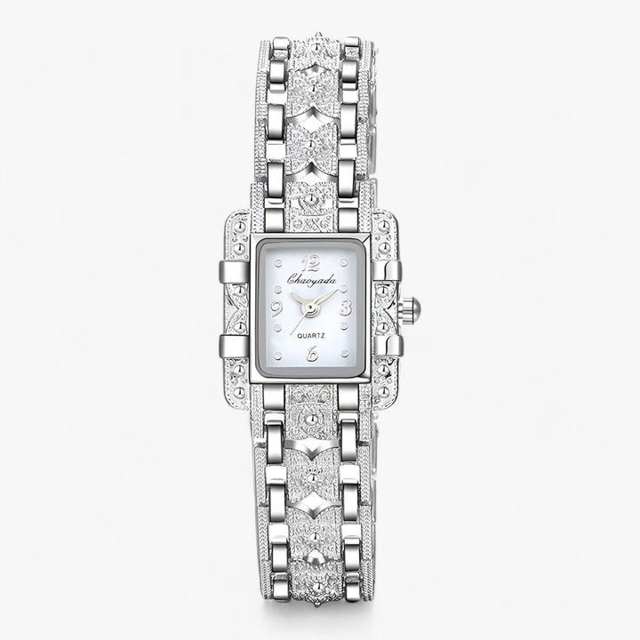 Stylish watch with rectangular dial and crystals - Camille