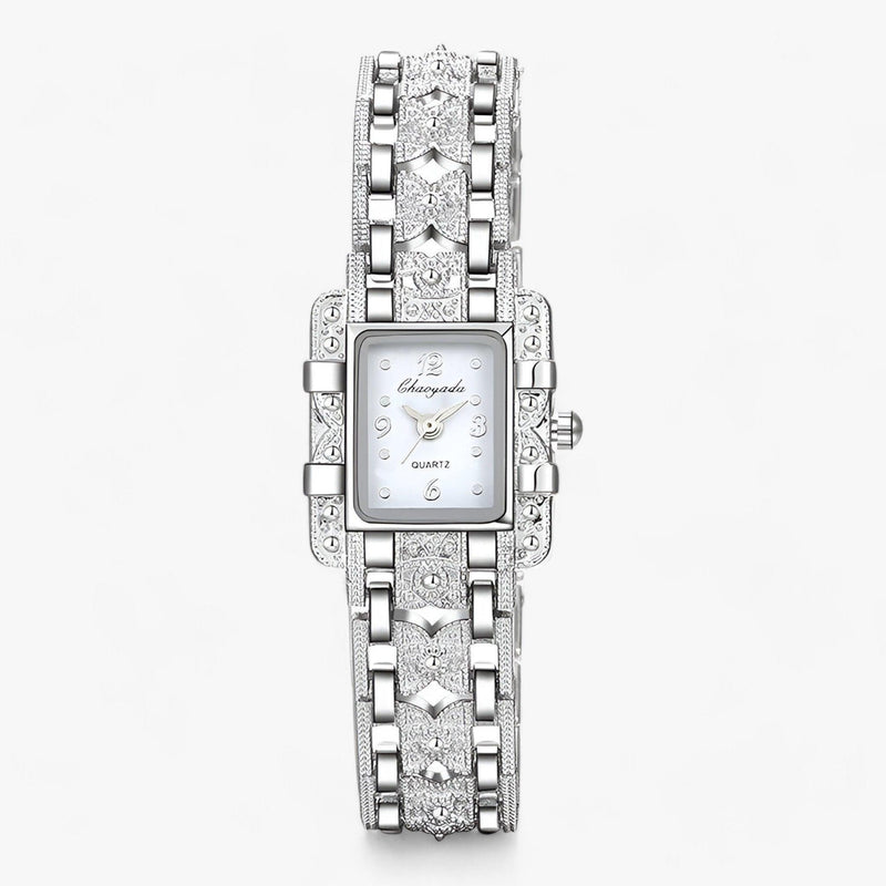 Stylish watch with rectangular dial and crystals - Camille