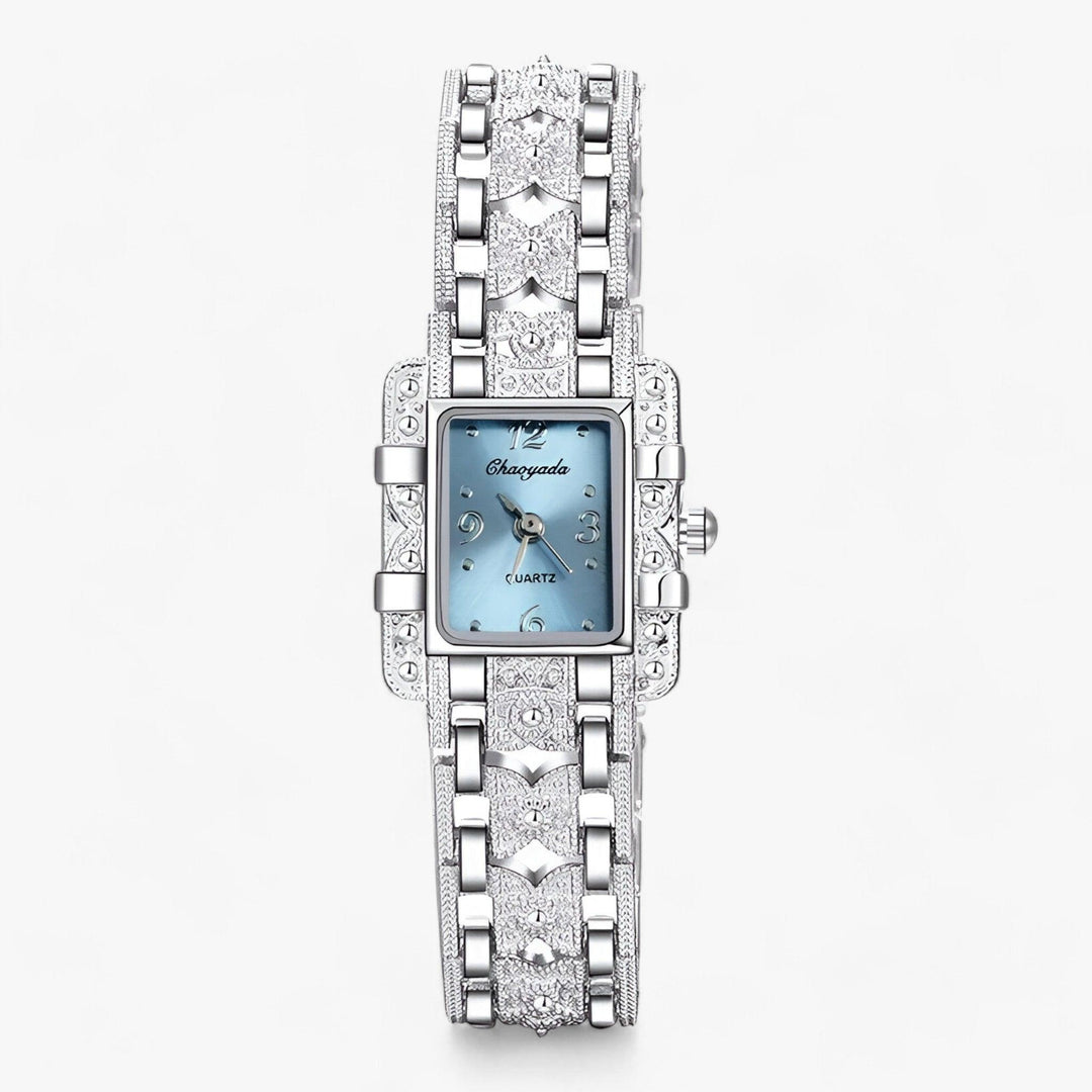 Stylish watch with rectangular dial and crystals - Camille
