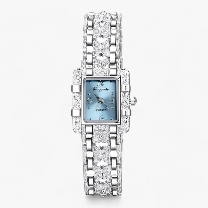 Stylish watch with rectangular dial and crystals - Camille