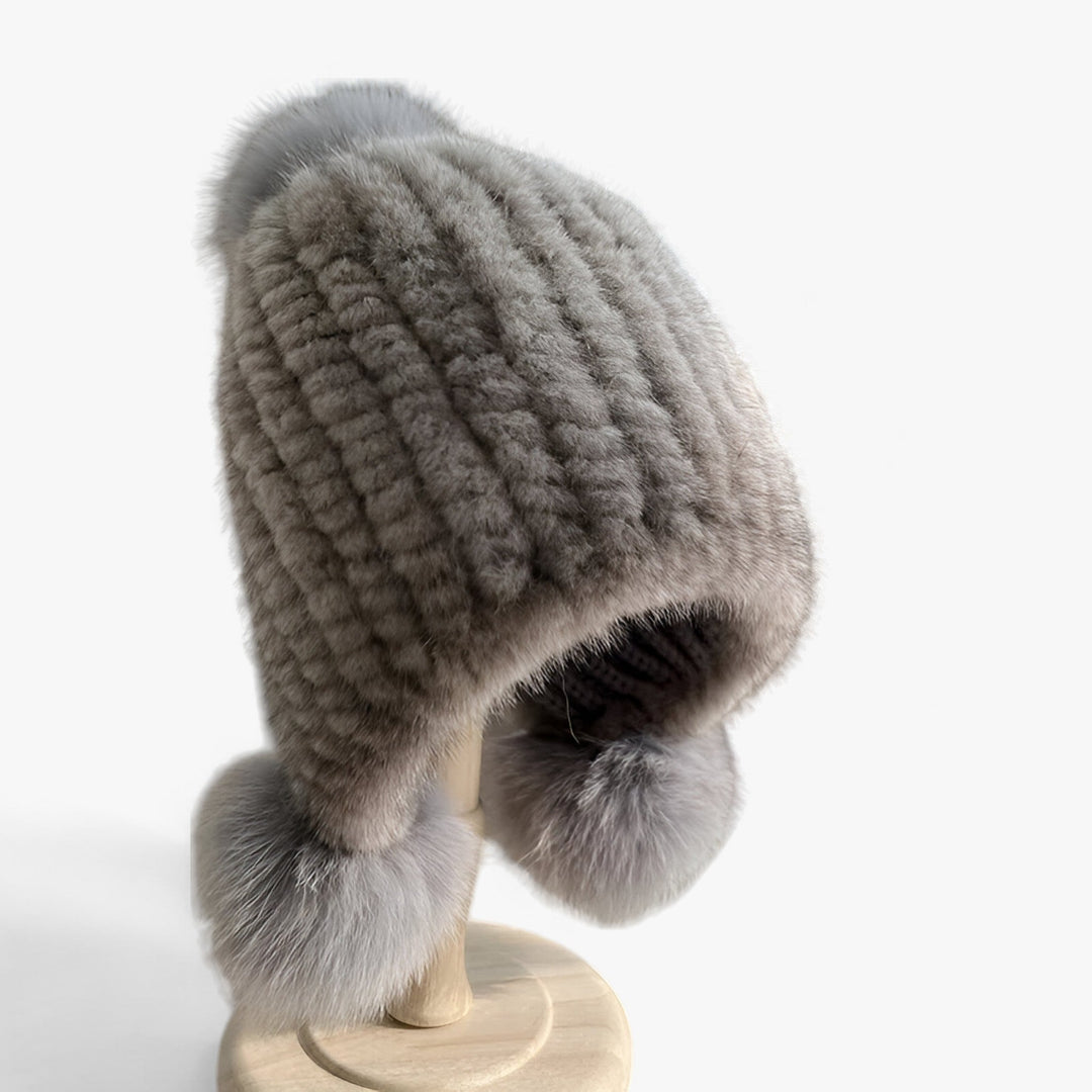 Luksuriøs pelslue af ilder med rævekvast - Valeria
