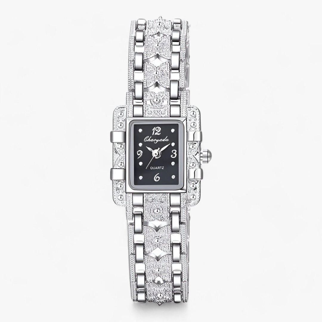 Stylish watch with rectangular dial and crystals - Camille