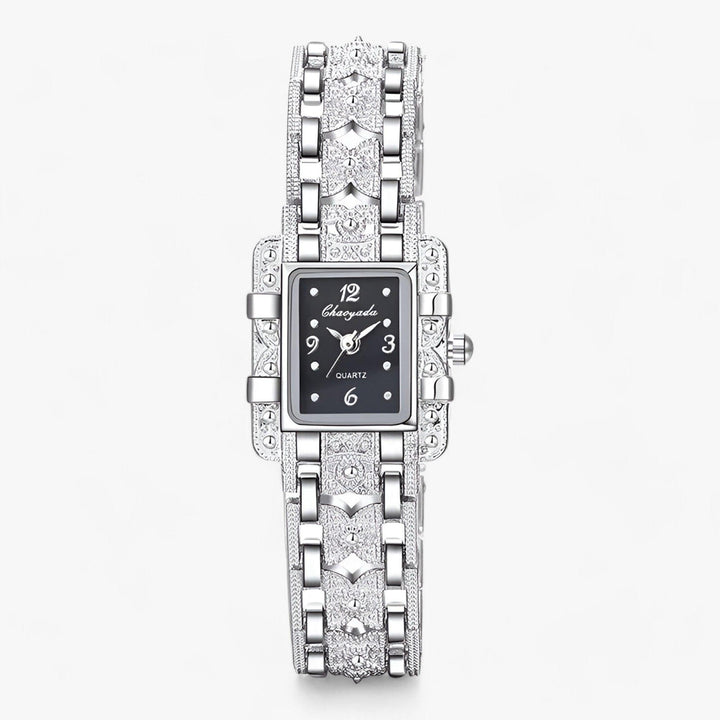 Stylish watch with rectangular dial and crystals - Camille