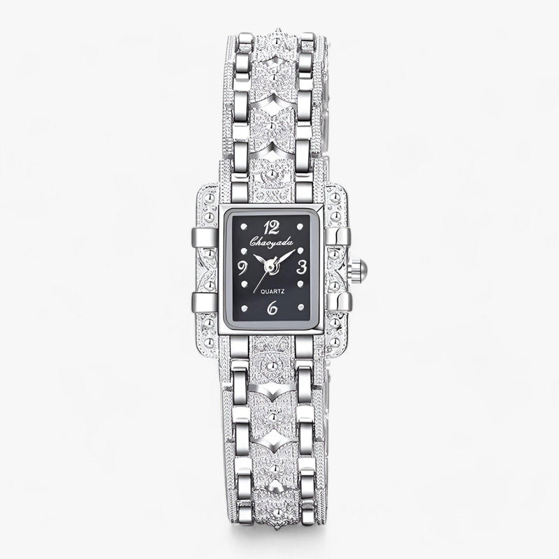 Stylish watch with rectangular dial and crystals - Camille