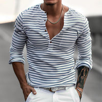 Camiseta Henley a rayas con mangas largas – Ewan