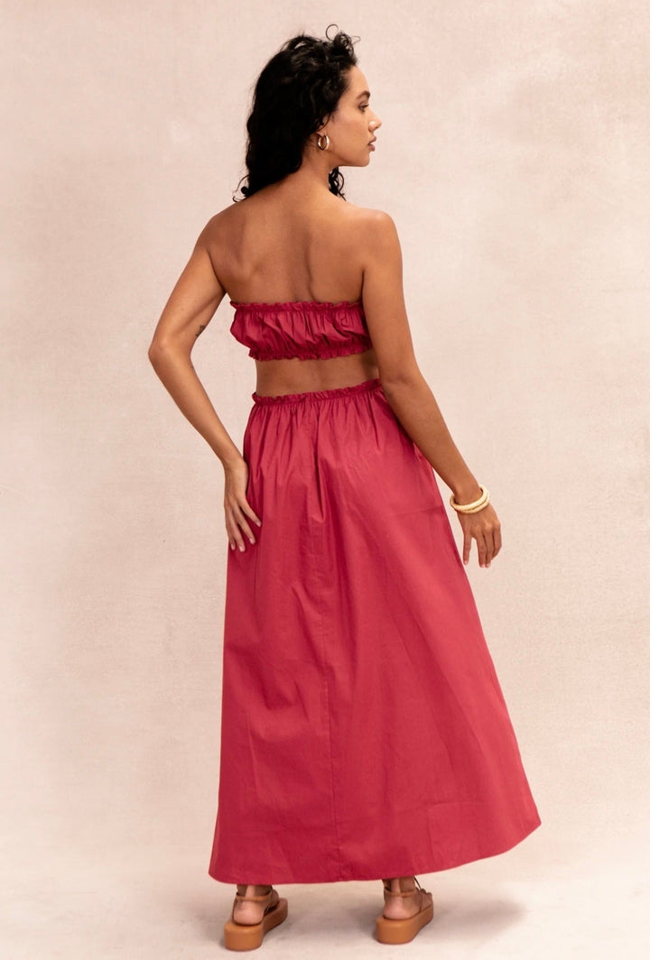 Pink sleeveless Bohemian chic dress with loose fit – Elira