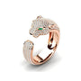 Verstellbarer Ring in 18K Silber und Roségold mit Grünen Zirkonia-Augen – Jaguar Ring™
