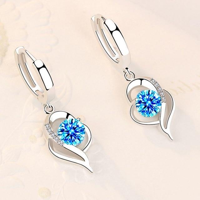 Pendientes elegantes de circonio plateado para mujer – Elsa