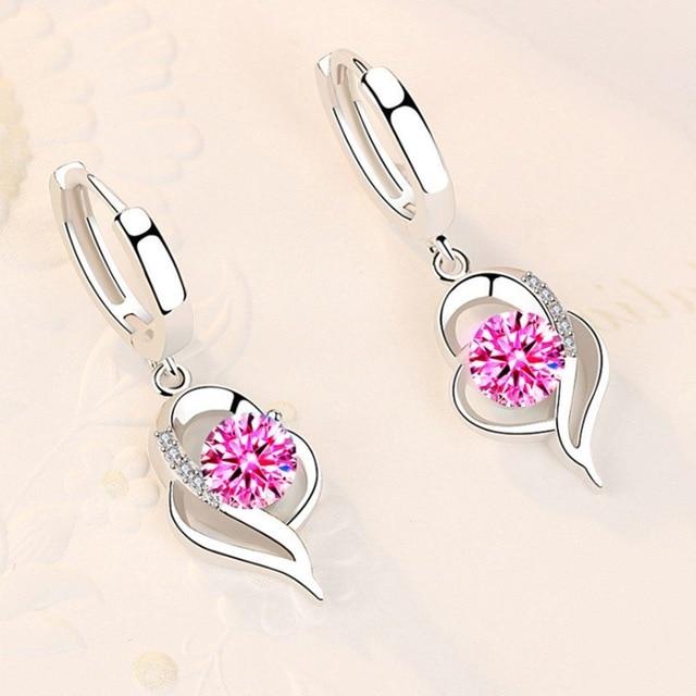 Pendientes elegantes de circonio plateado para mujer – Elsa
