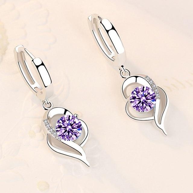 Pendientes elegantes de circonio plateado para mujer – Elsa