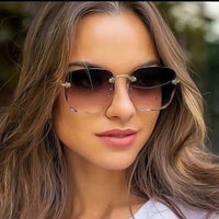 Trendy Rimless Sunglasses with UV400 Protection in Vintage Look – Clea