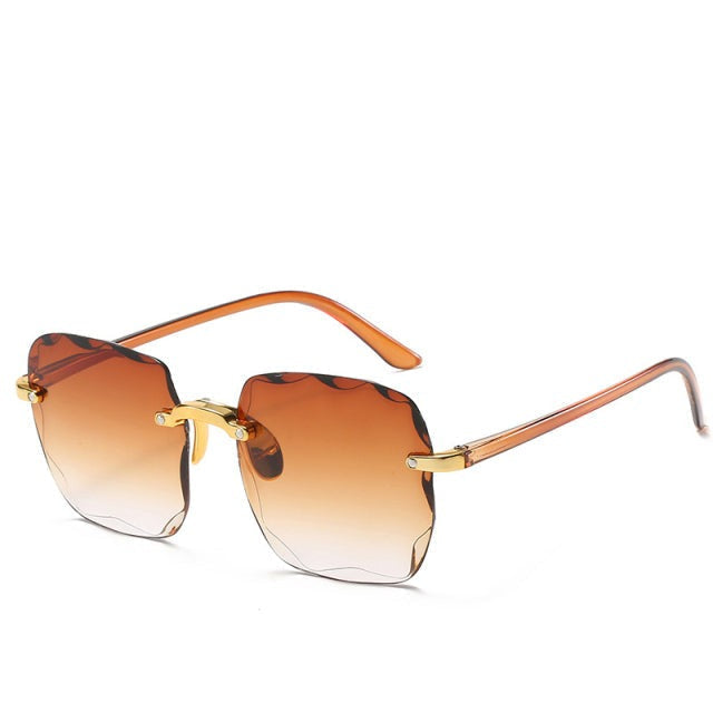Trendy Rimless Sunglasses with UV400 Protection in Vintage Look – Clea