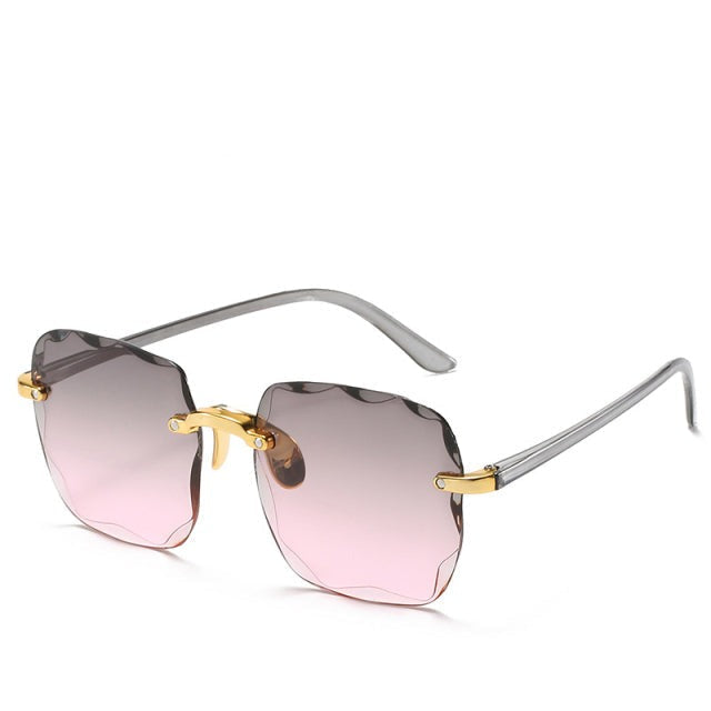 Trendy Rimless Sunglasses with UV400 Protection in Vintage Look – Clea