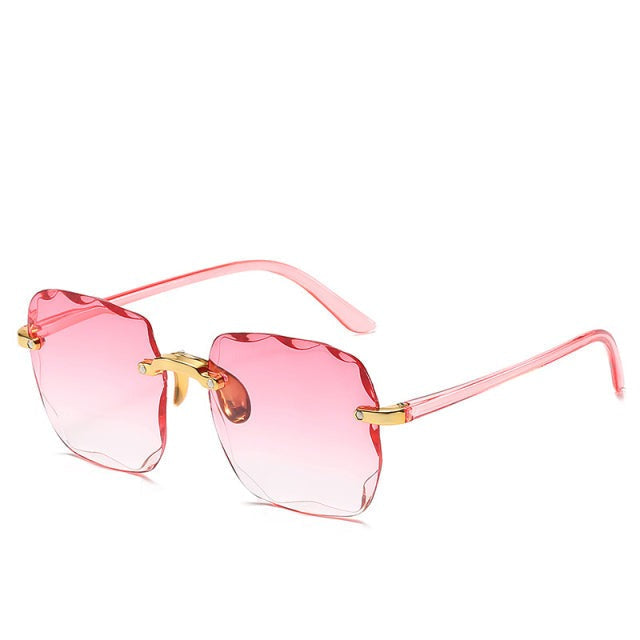 Trendy Rimless Sunglasses with UV400 Protection in Vintage Look – Clea