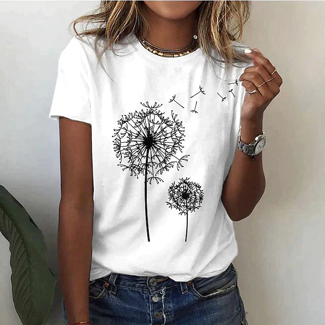 Behagelig dame T-shirt med rund hals og blødt stof – Rhea