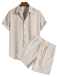 Trendy Men's Summer Set with Stripe Look - Beach Style