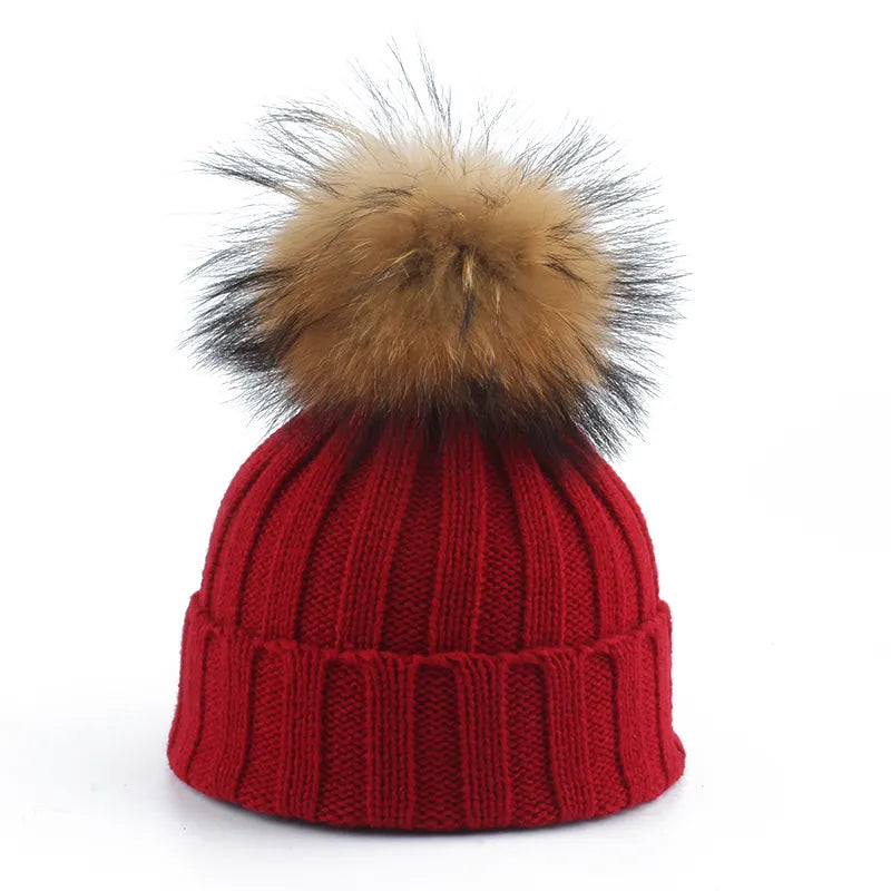 Strikket vinter pompom hue - Felina