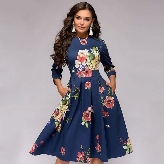 Retro Dress with Floral Pattern – Florina