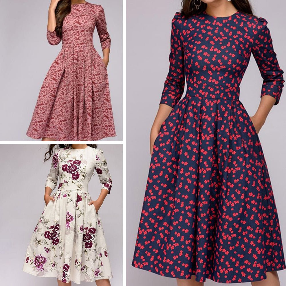 Retro Dress with Floral Pattern – Florina