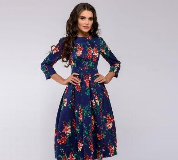Retro Dress with Floral Pattern – Florina