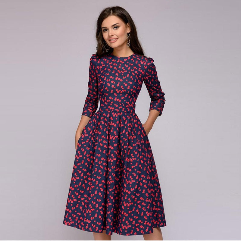 Retro Dress with Floral Pattern – Florina