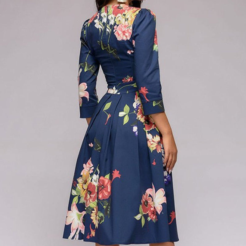 Retro Dress with Floral Pattern – Florina