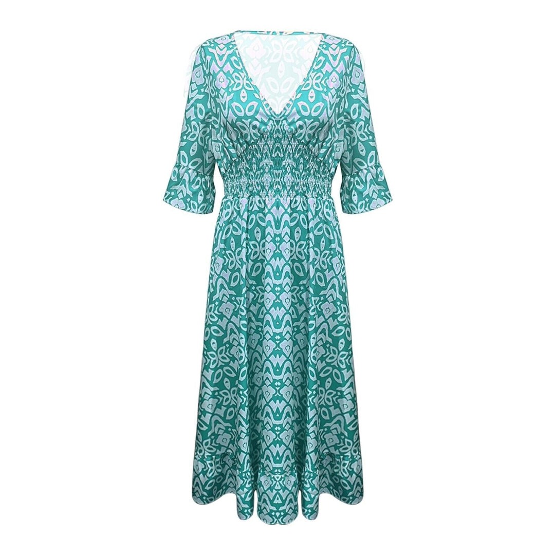 Long floral dress with V-neck – Liora
