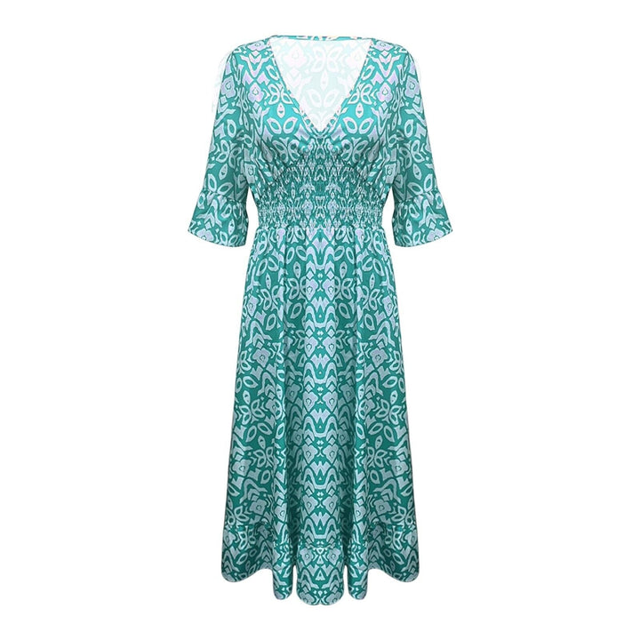 Long floral dress with V-neck – Liora