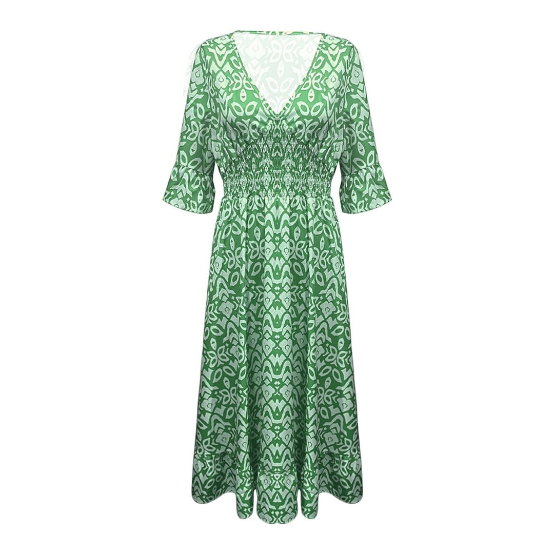 Long floral dress with V-neck – Liora
