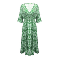 Long floral dress with V-neck – Liora
