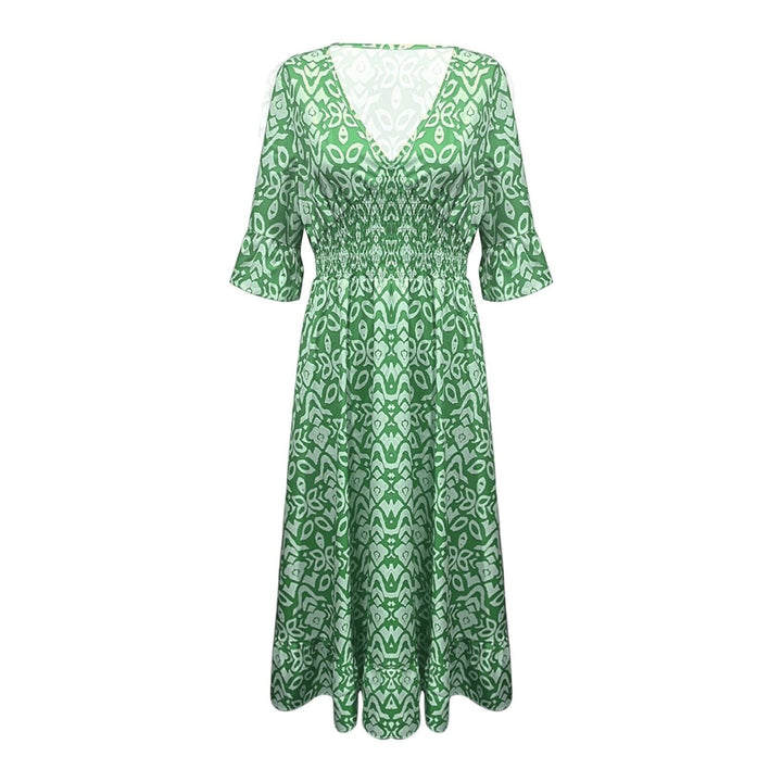 Long floral dress with V-neck – Liora