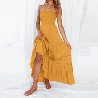 Off-Shoulder Maxi Dress with Lace Details – Isaline