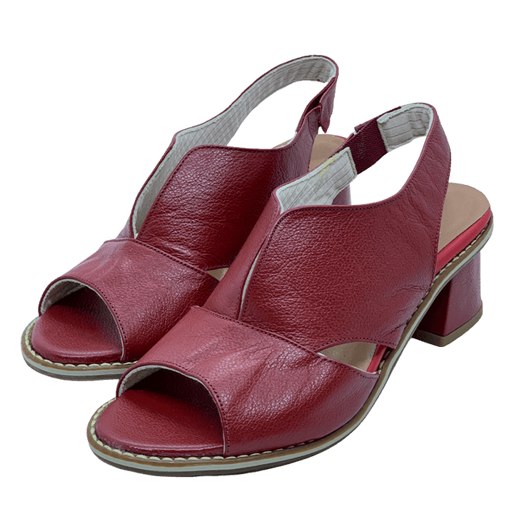 Sandalias de cuero para mujer con tacón y plantilla cómoda – Selina