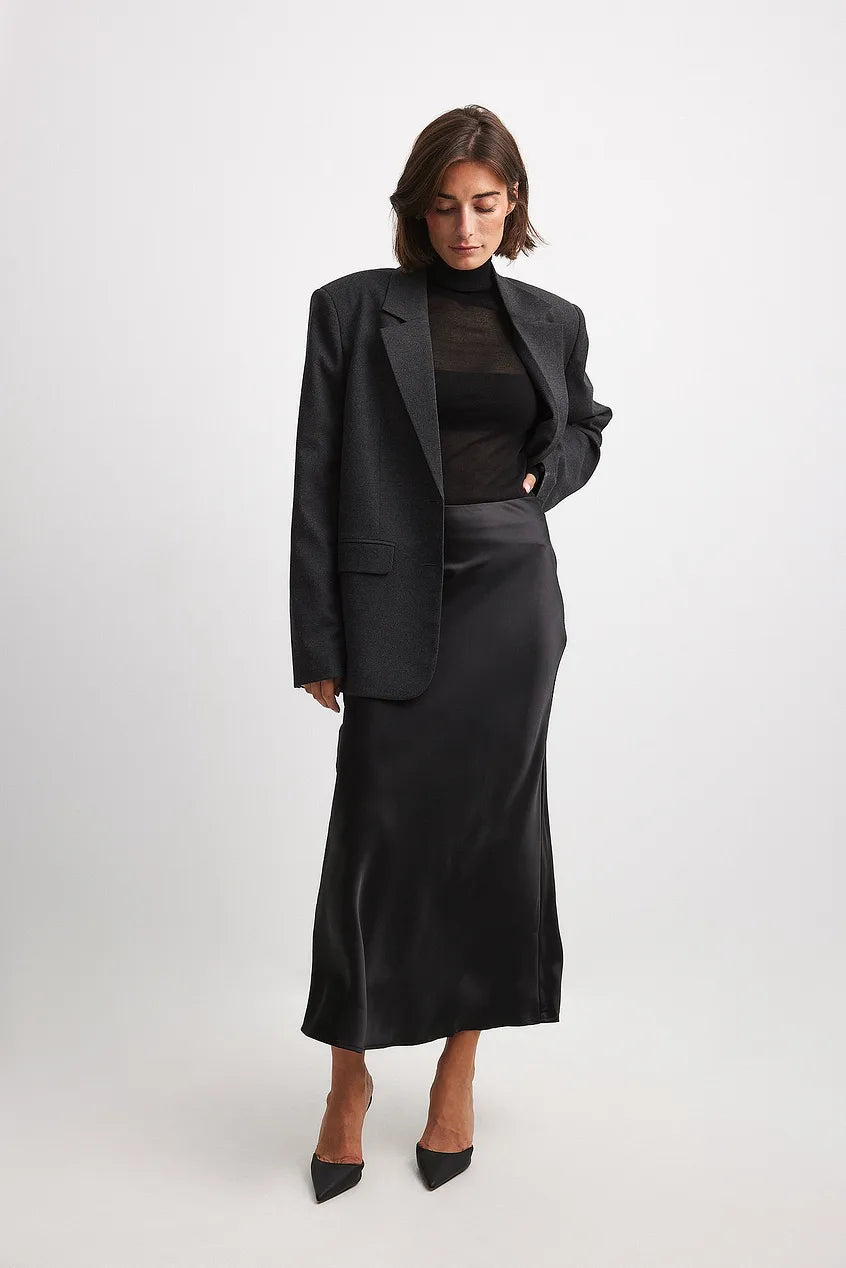 Satin Women's Skirt with High Waist – Elena