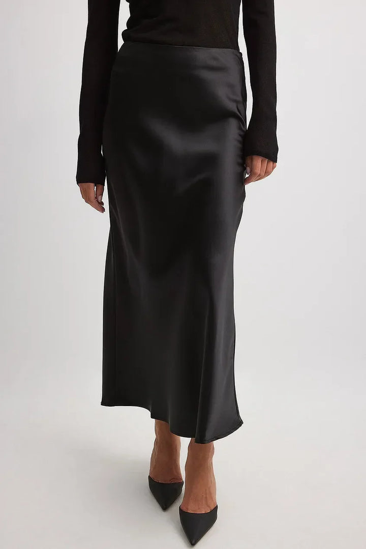 Satin Women's Skirt with High Waist – Elena