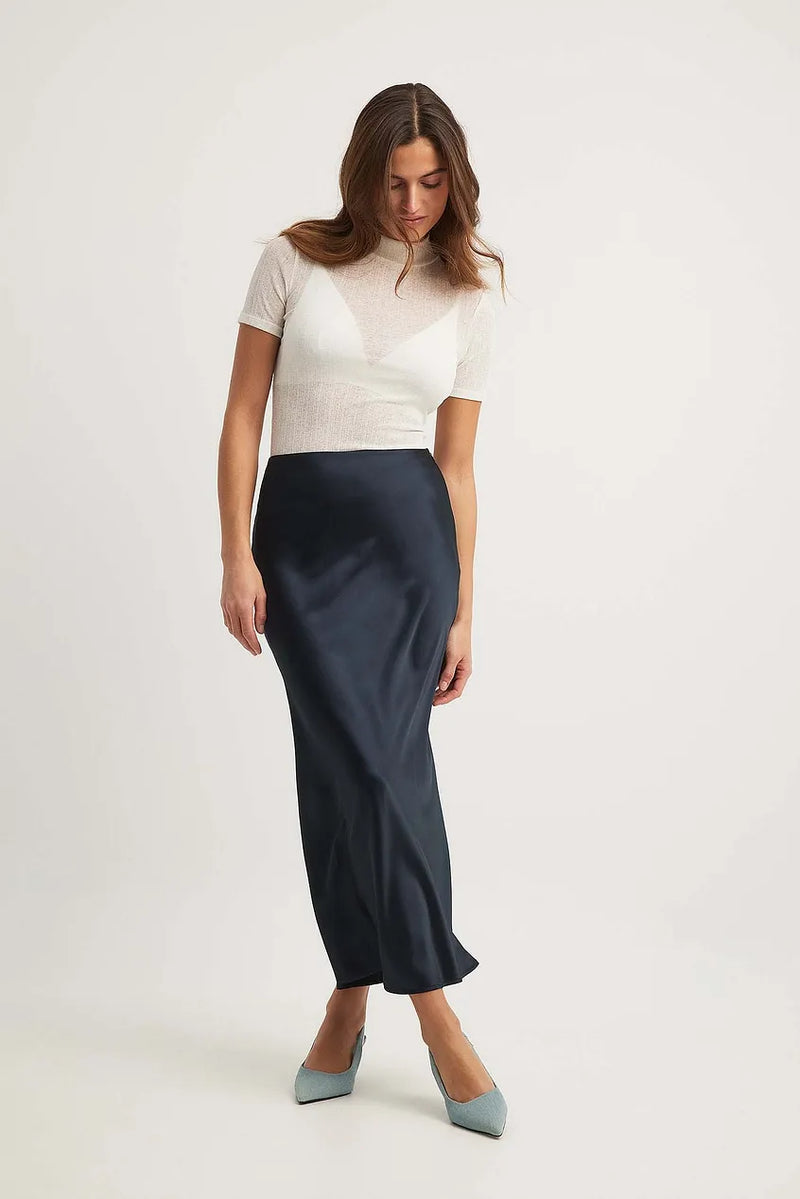 Satin Women's Skirt with High Waist – Elena