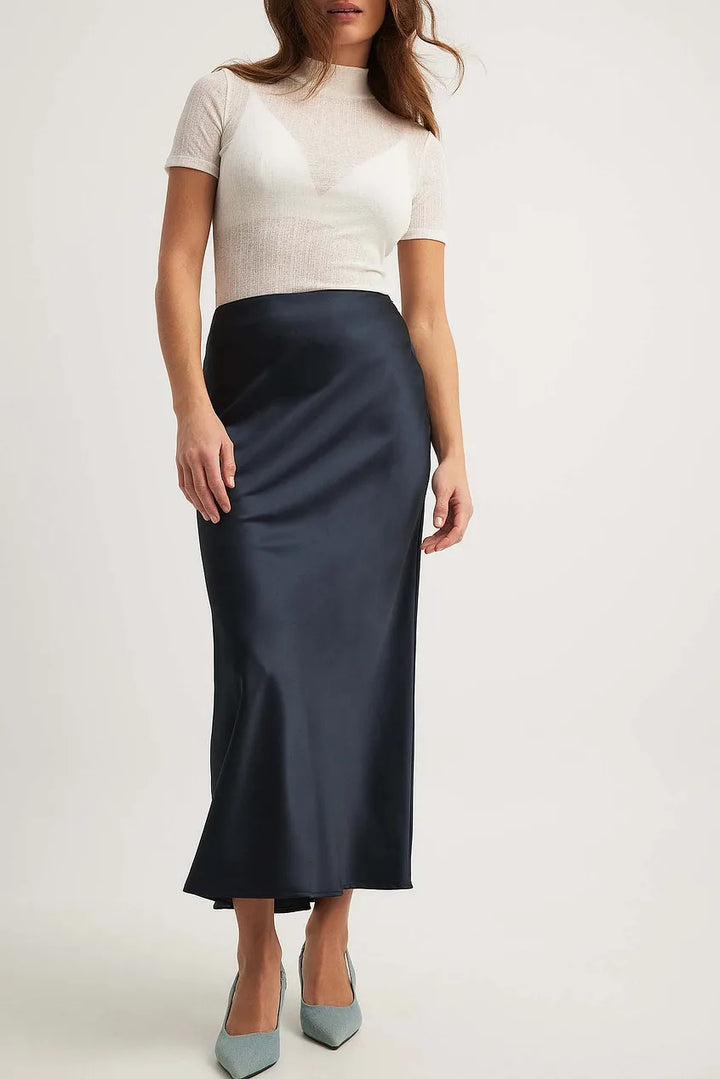 Satin Women's Skirt with High Waist – Elena
