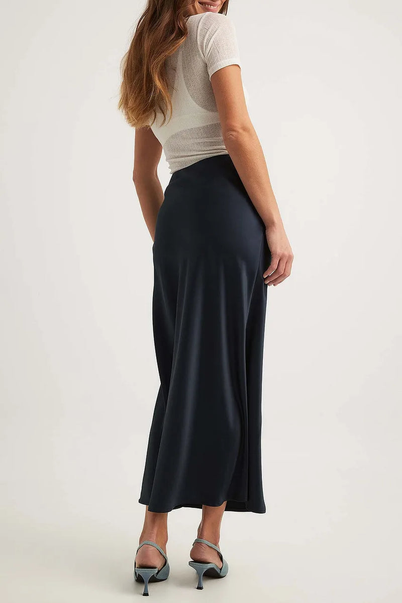 Satin Women's Skirt with High Waist – Elena