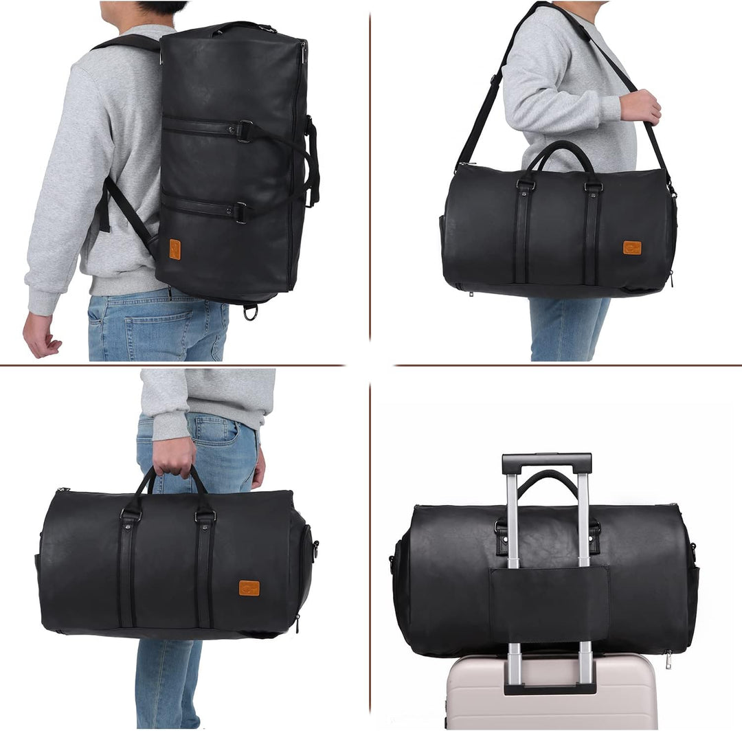 Konvertibel PU-lær klær duffel – håndbagasje weekender reiseveske