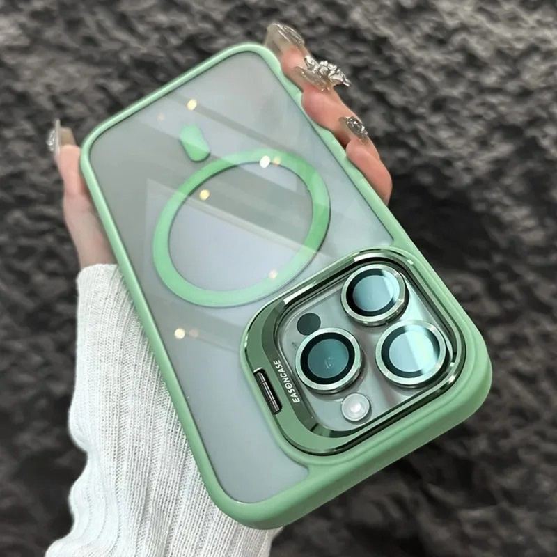 Funda magnética para móvil resistente a golpes con protector de cristal y soporte