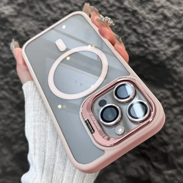 Funda magnética para móvil resistente a golpes con protector de cristal y soporte