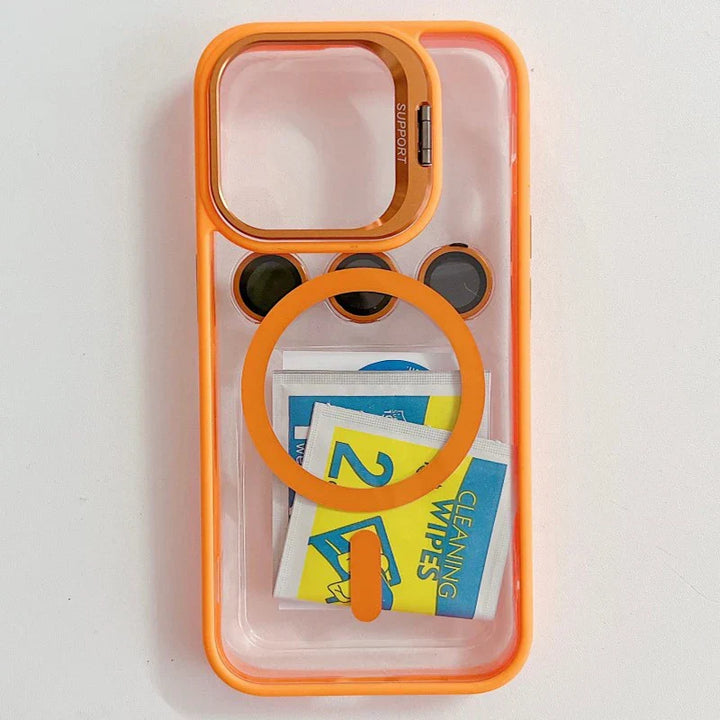 Funda magnética para móvil resistente a golpes con protector de cristal y soporte