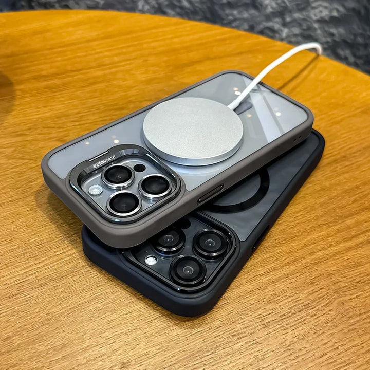 Funda magnética para móvil resistente a golpes con protector de cristal y soporte