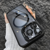 Funda magnética para móvil resistente a golpes con protector de cristal y soporte