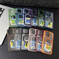 Funda magnética para móvil resistente a golpes con protector de cristal y soporte
