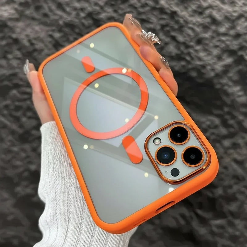 Funda magnética para móvil resistente a golpes con protector de cristal y soporte