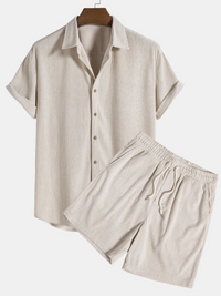 Stylish Men's Summer Set with Shirt and Corduroy Shorts - SommerKern