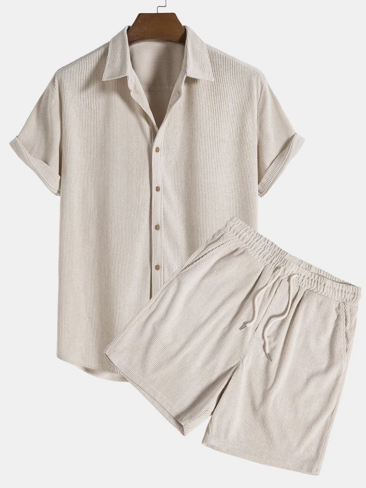 Stylish Men's Summer Set with Shirt and Corduroy Shorts - SommerKern