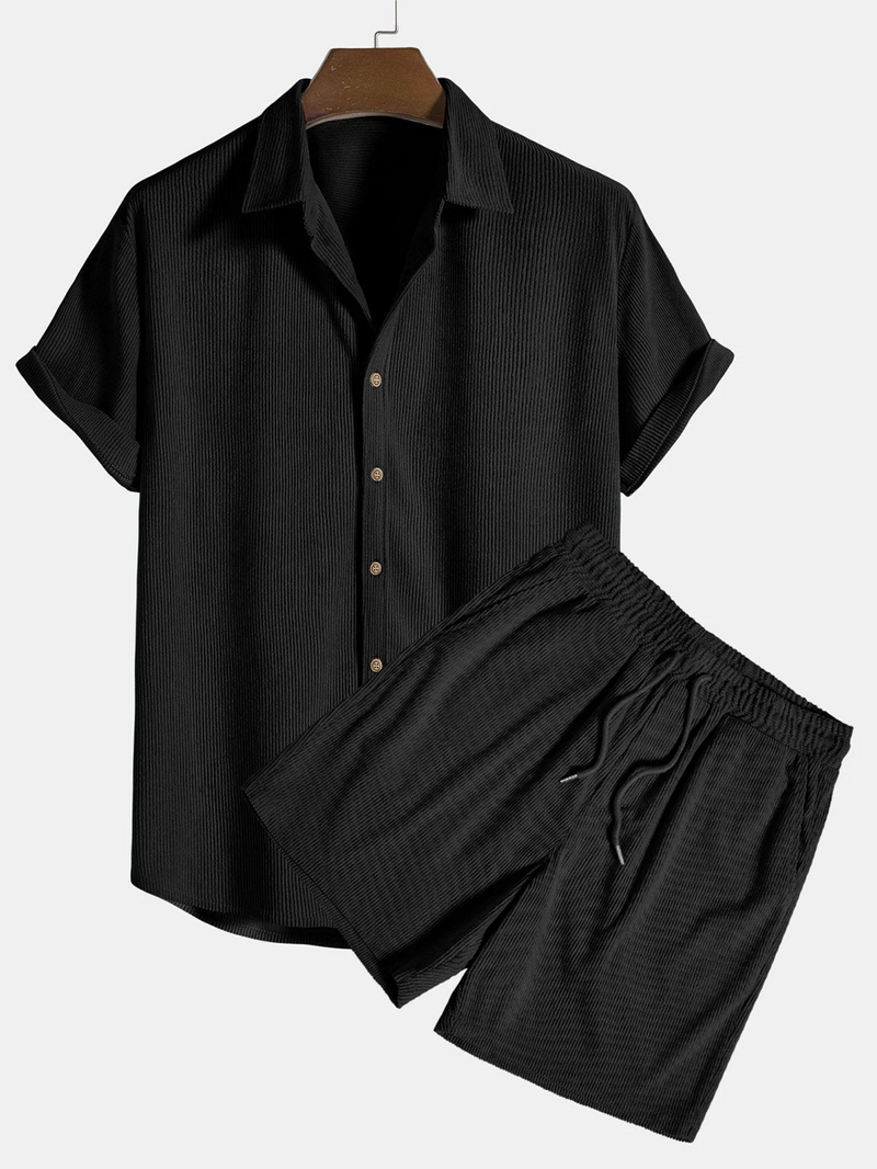 Stylish Men's Summer Set with Shirt and Corduroy Shorts - SommerKern